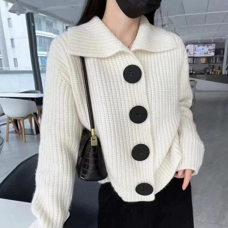 Women Autumn Winter Solid Causal V-Neck Top Long Sleeve Knitwear Knit Sweater Cardigan