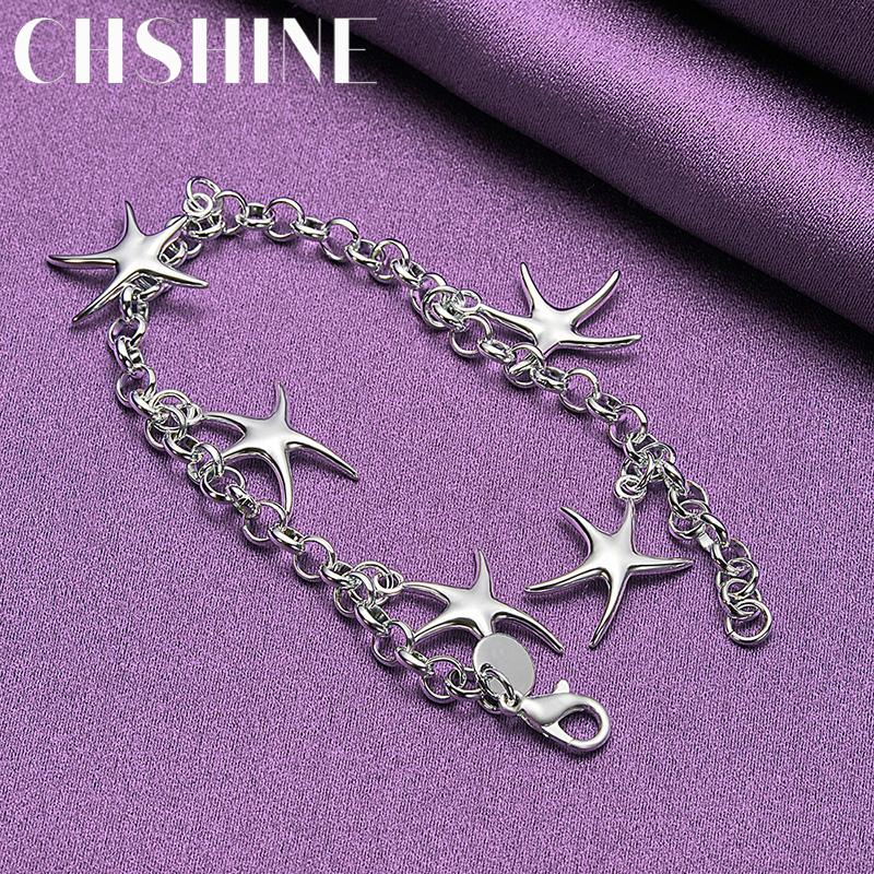 CHSHINE 925 Sterling Silver Five Stars Pendant Bracelet For Women Wedding Party Fashion Charm Jewelry