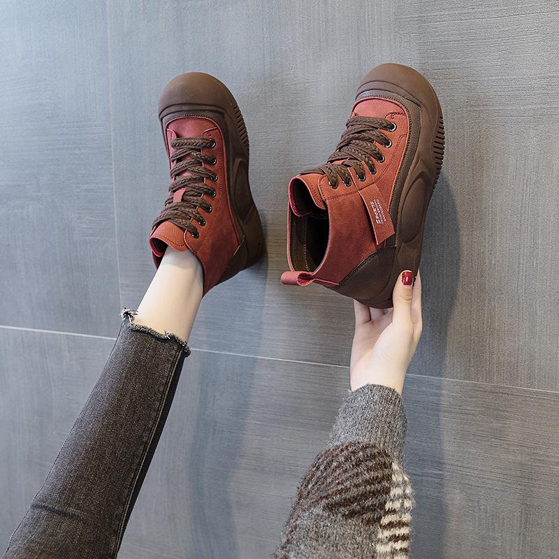 Martin boots women's shoes 2025 autumn new Internet celebrity platform heightening short boots high-top casual shoes retro British style