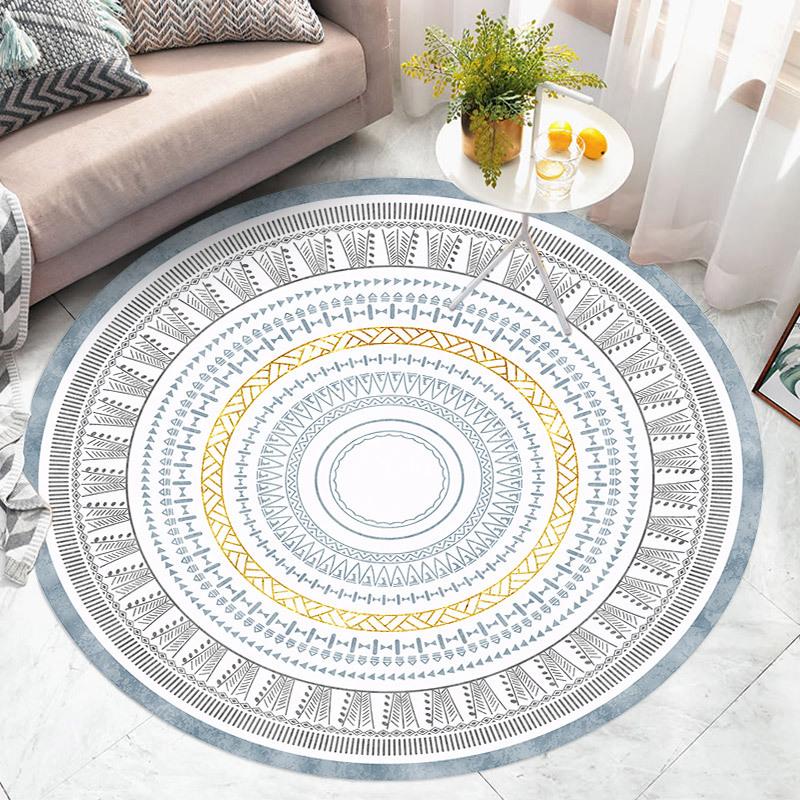 

Богемний етнічний круглий килим Вітальня Спальня Приліжковий килимок Простий нековзкий килимок, який миється, Килимок для комп’ютерного крісла diameter 60CM
