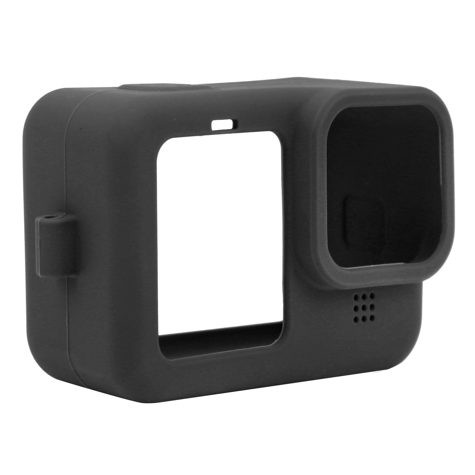

Мягкий силиконовый защитный чехол, ремешок на запястье с крышкой объектива камеры для GoPro 9Blue чёрный