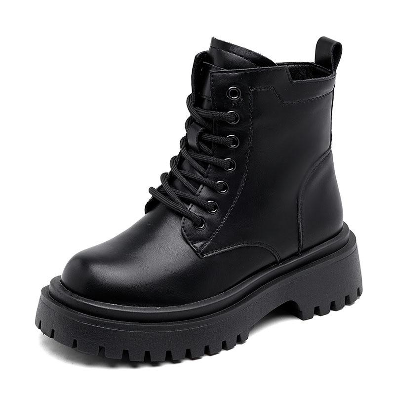 Thick Soled Women'S Boots  New British Style Single Boots Autumn And Winter With Fleece Short Boots Fashionable Women'S Shoe