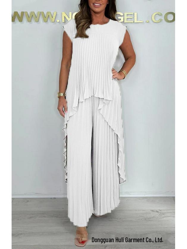 2025 Euro-America Style Solid Raglan Sleeve Top & Ruched Straight-Leg Pants Set