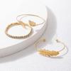 New Bracelet Alloy Feather Diamond Bracelet Set, Flower Shell Geometric Bracelet Multi-piece Set