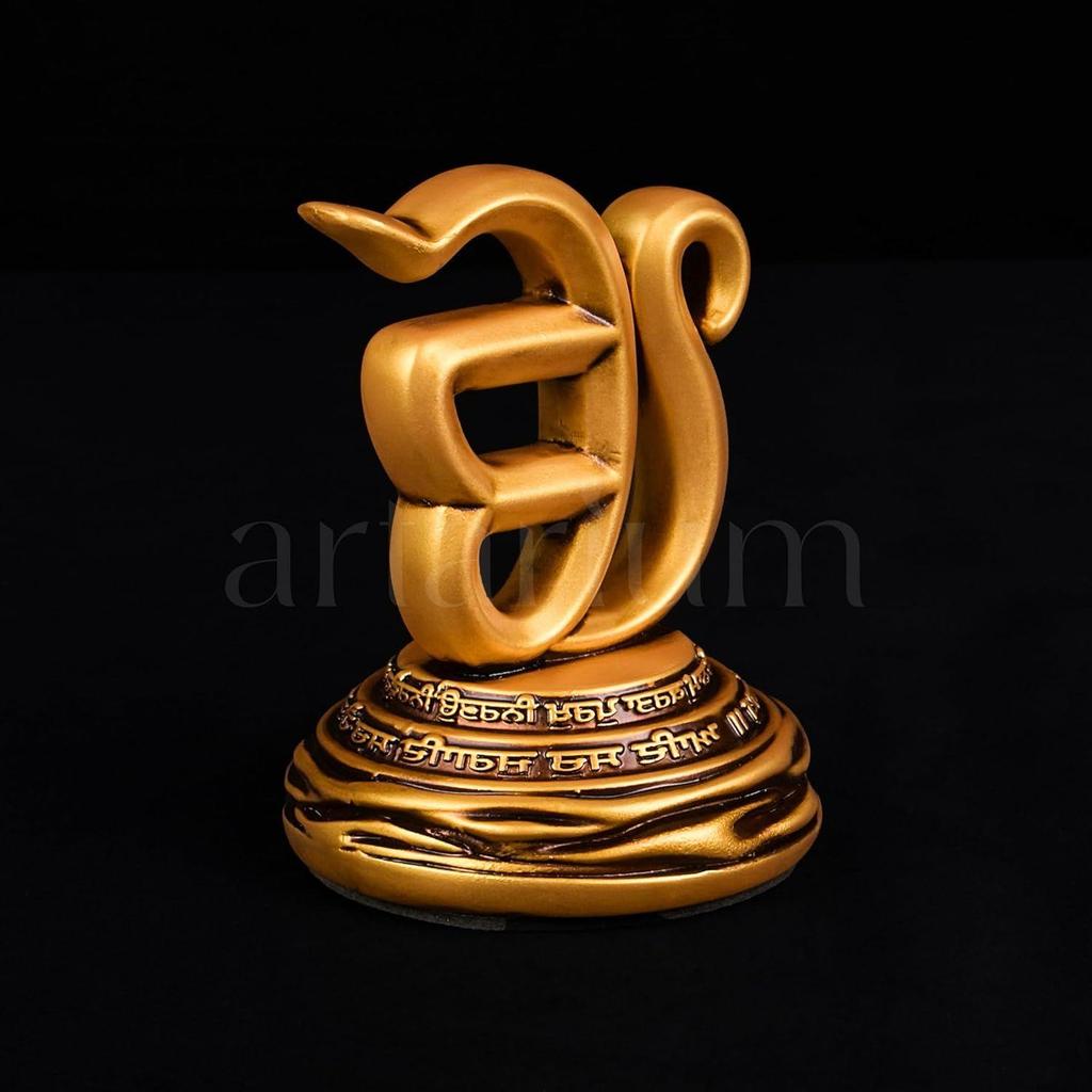 Ek Onkar Idol for Car Dashboard and Home Decor, Sikh Religious Symbol Showpiece for Office Table, Mandir, Meditation Room