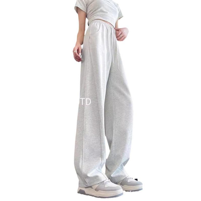 

American-style banana pants for women, summer thin version, 2026 new model, sporty casual narrow-fit drapey wide-leg straight pants for women, trendy S светло-серый