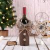 Mingguan Christmas Plaid Fur Collar Wine Bottle Cover & Bag