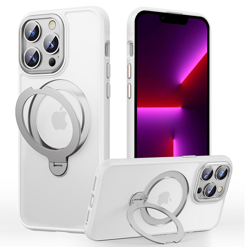

For iPhone 13 Pro Case Compatible with MagSafe Drop Proof TPU PC Kickstand Phone Cover White