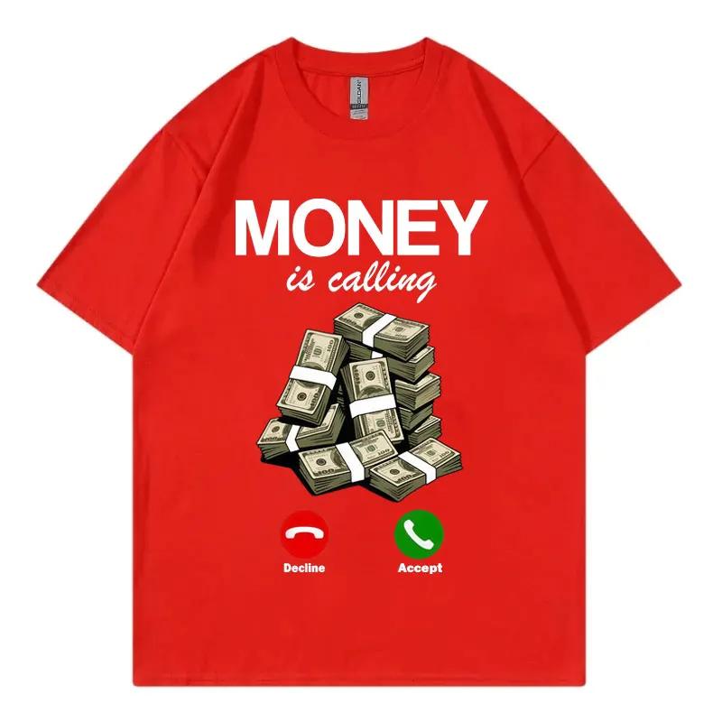 Novelty Money Is Calling Cash Shirt Funny Business Hustler TShirt Black Navy 3D Printing T Shirts Men Business Casual Tee Shirt