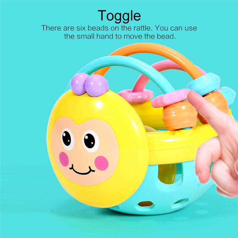 1 Pc Soft Rubber Cartoon Bee Hand Knocking Rattle Dumbbell Baby Early Educational Toys for Kids Preschool Tool Baby Rattle