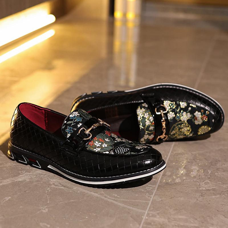 Brand Men Leather Shoes Luxury Print Dress Shoes High Quality Slip On Men Loafers Fashion Designer Party Wedding Footwear 38-50