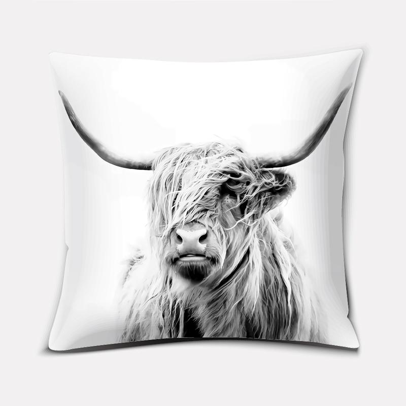 Scottish highland cow pattern super soft pillow case sofa cushion cushion decorative pillow
