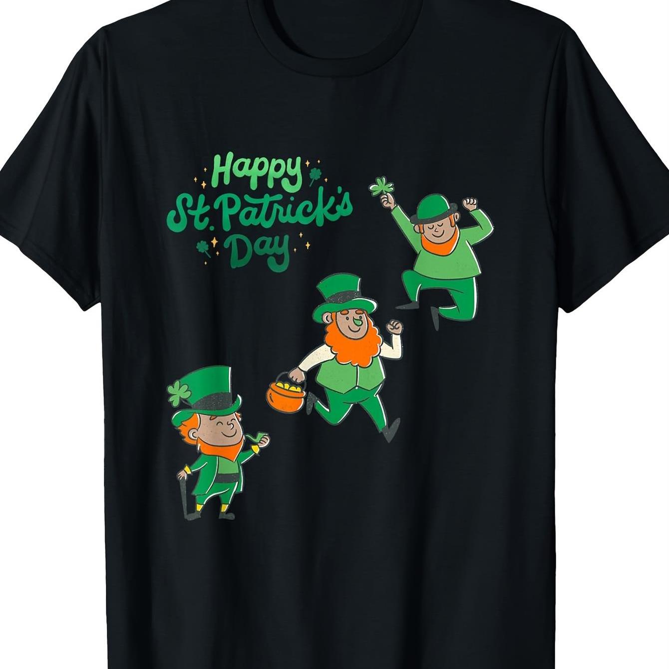 

Happy St Patrick s Day Leprechaun Graphic Print T Shirt Casual Short Sleeve O Neck Tee for Men 4XL