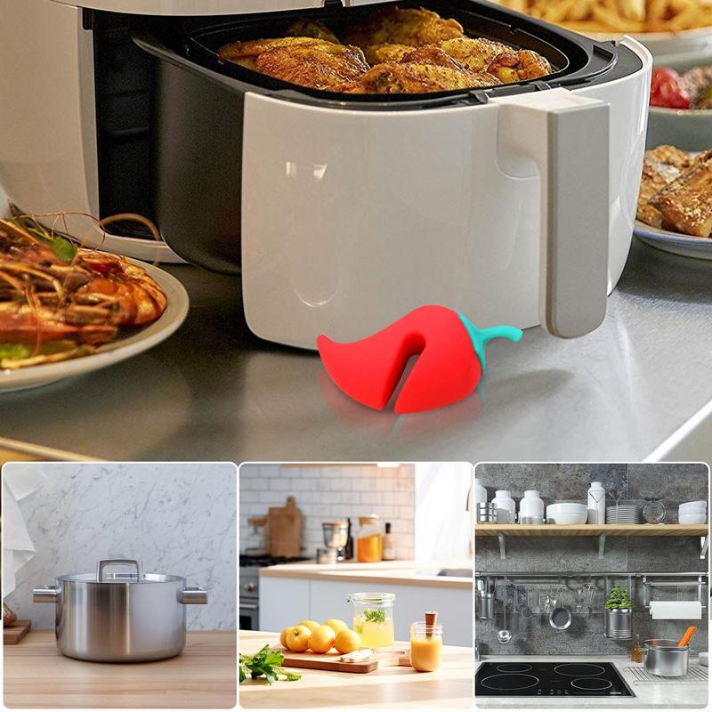 Silicone Pepper Pot Lid Lifting Pepper Shape Anti-Spill Stopper Tool Anti Overflow Pot Lid Clip Practical Kitchen Tool