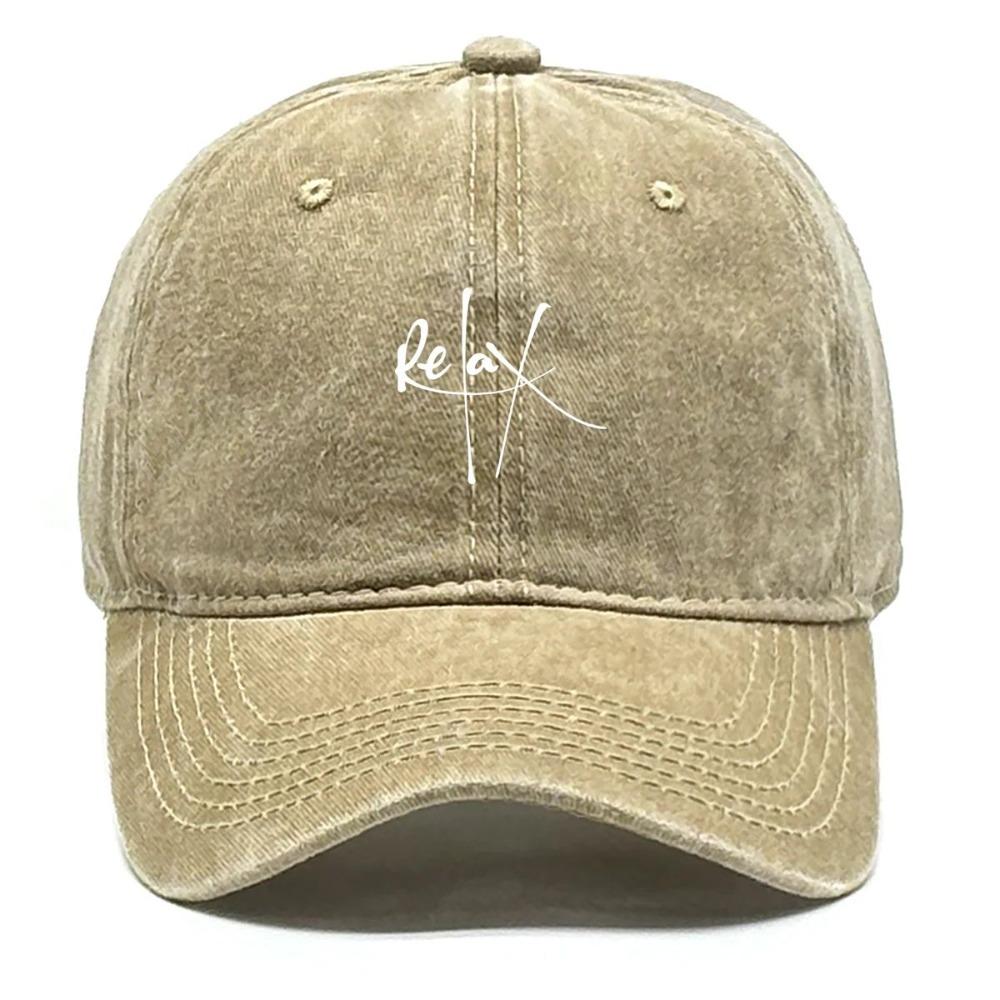 

Relax Print Snapback Baseball Caps Mesh Hat Casual Slouchy Adjustable Caps Outdoor Sun Protection Leisure Hat Adjustable