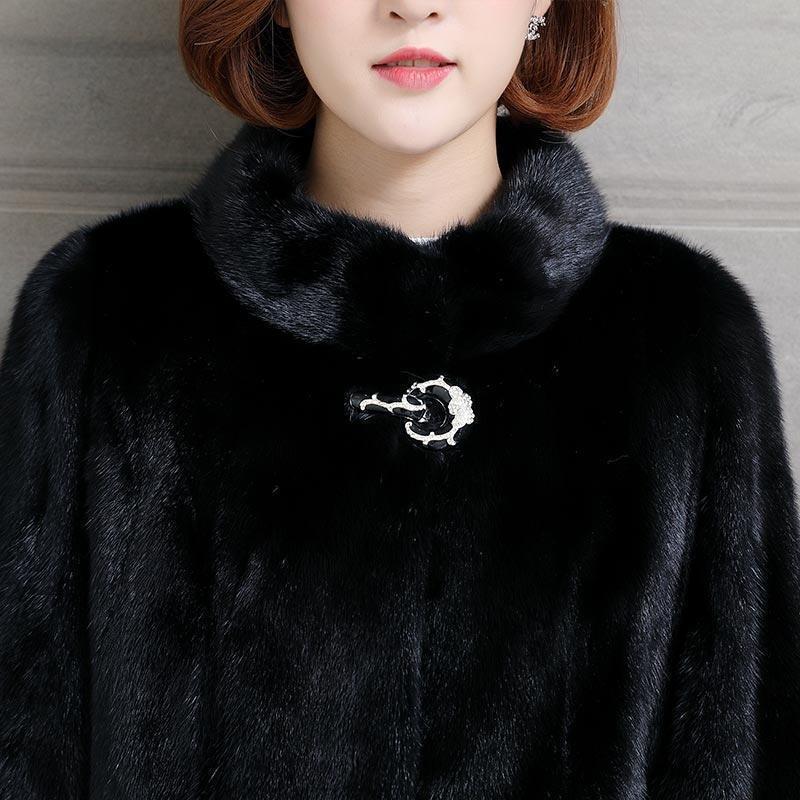 Imitation mink coat women's thickened medium and long imitation mink velvet loose hooded jacket large size mother outfit