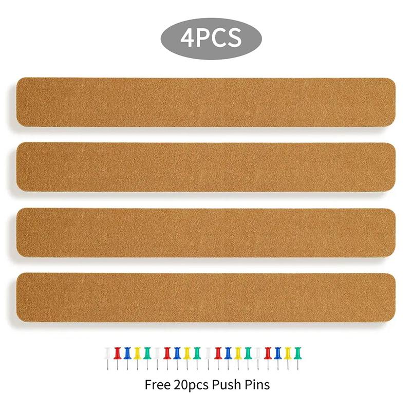 

2 шт./4 шт./8 шт./16 шт. Дошка для повідомлень Грифельна дошка Смуга для оголошень DIY Коркова повсть Школа Самоклеюча дошка для оголошень Довга коркова смуга Офіс 4PC