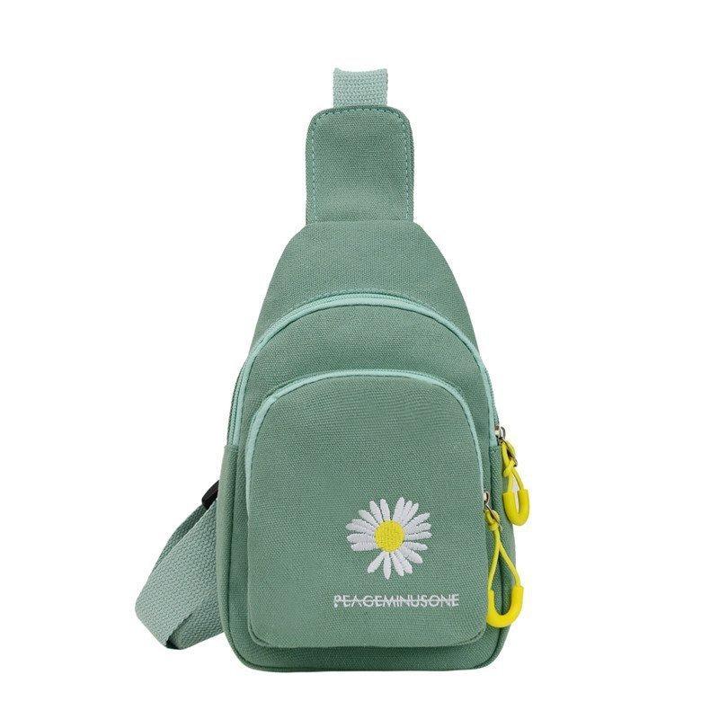 Embroidered Canvas Chest Bag Stylish Small Crossbody Bag Female Shoulder Bag for Women Daily Use, Travel, Running Outdoor Sports