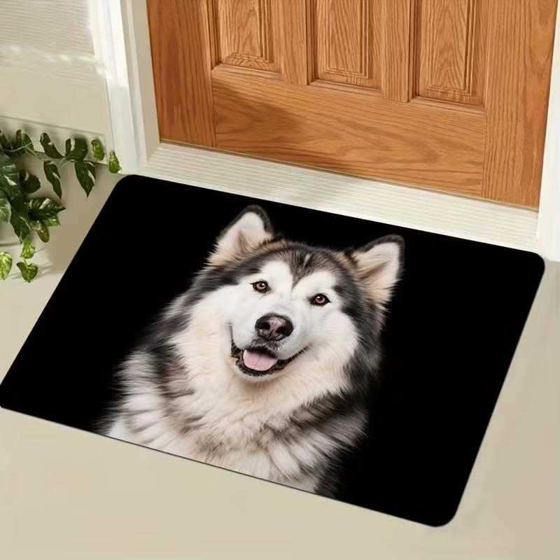 Alaskan Malamute Dog Portrait Doormat Non Slip Indoor Outdoor Pet Welcome Rug Animal Decor Carpet For Porch Entryway