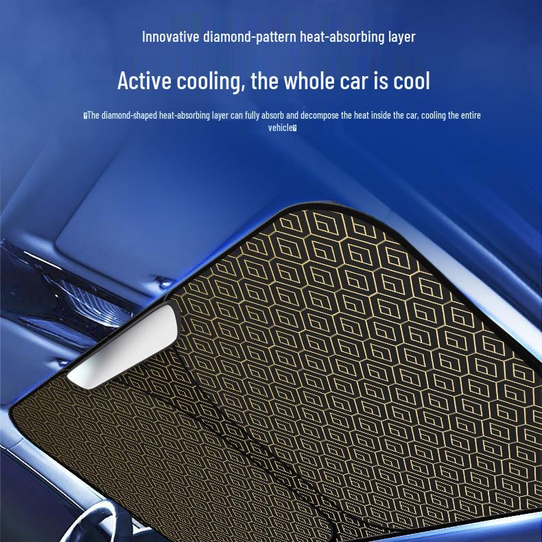 Diamond Lattice Car Sunshade: Laser Cut Windshield Protector for Summer Heat Insulation 145cm x 80cm чёрный