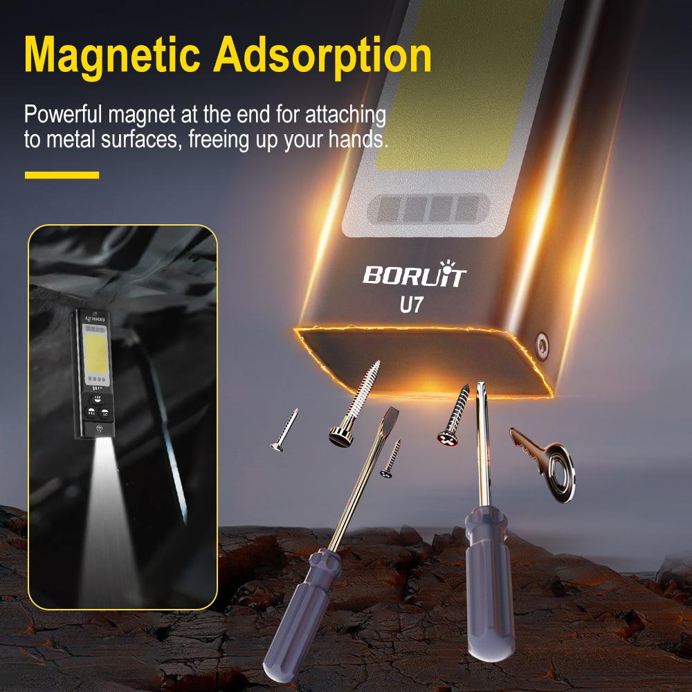 BORUiT U7 Flashlight LED UV Light Spotlight Floodlight Torch Power Bank With Magnetic Back Clip RGB Ambient Light Work Lamp