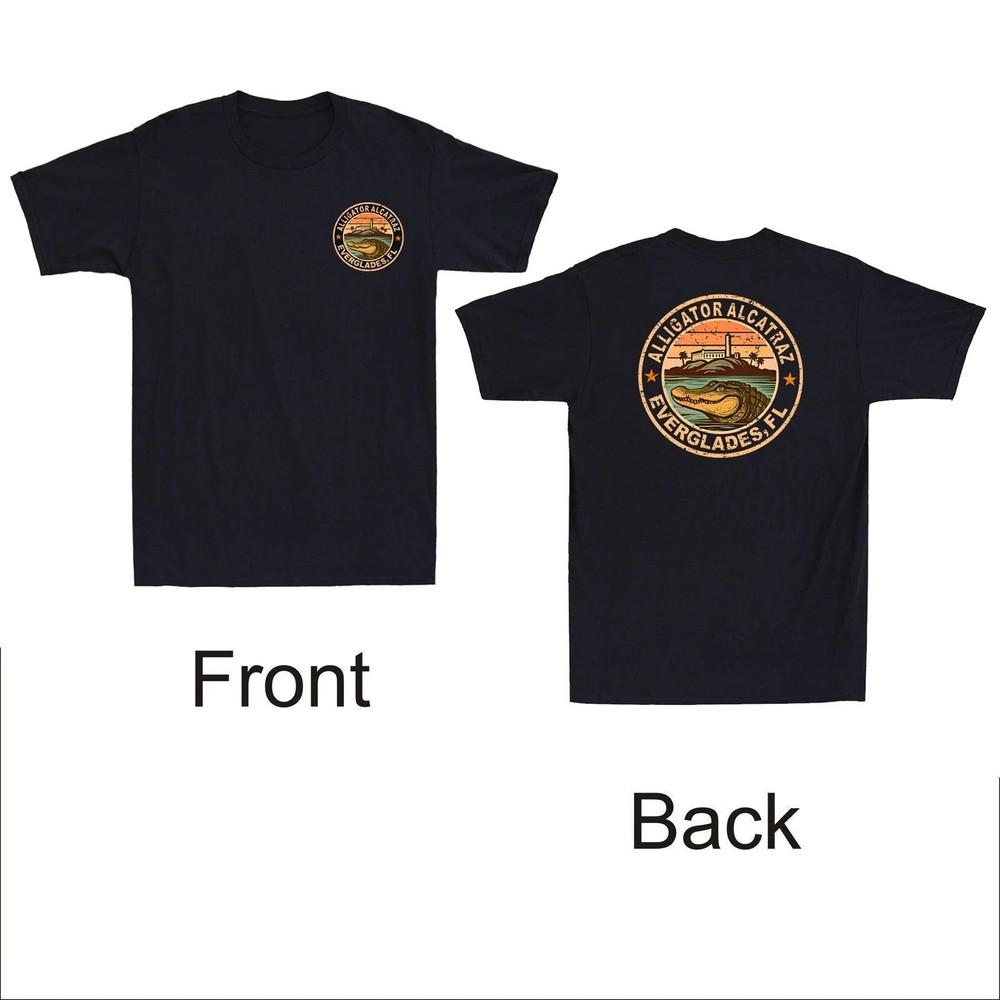 Alligator Alcatraz Florida Everglades T-Shirt Front & Back Print Men’s Tee Unisex T-Shirt XXL