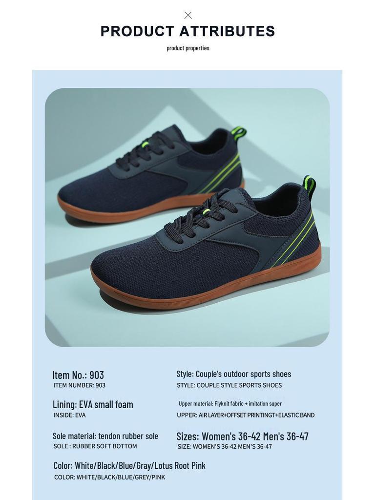 Men's and Women's Breathable Wide-Toe Comfortable Flyknit Walking Shoes with Soft Soles