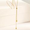 Simplicity Stainless Steel Y-Shaped Long Necklaces for Women Ladies Fine Chains Steel Beaded Pendant Necklaces New Charm Jewelry