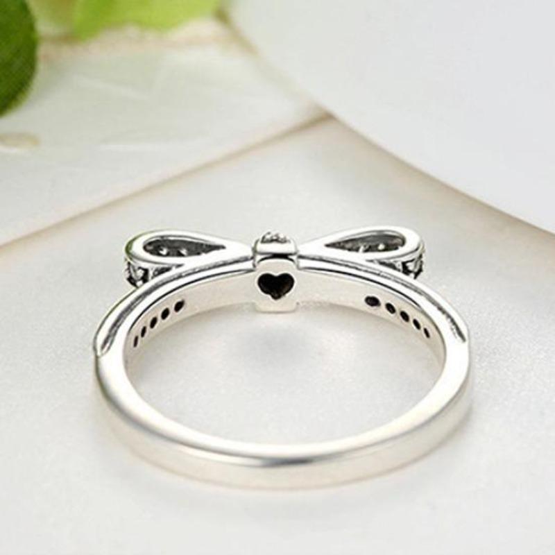 Women's Vintage Rhinestone Inlaid Bowknot Engagement Finger Ring Jewelry Gift