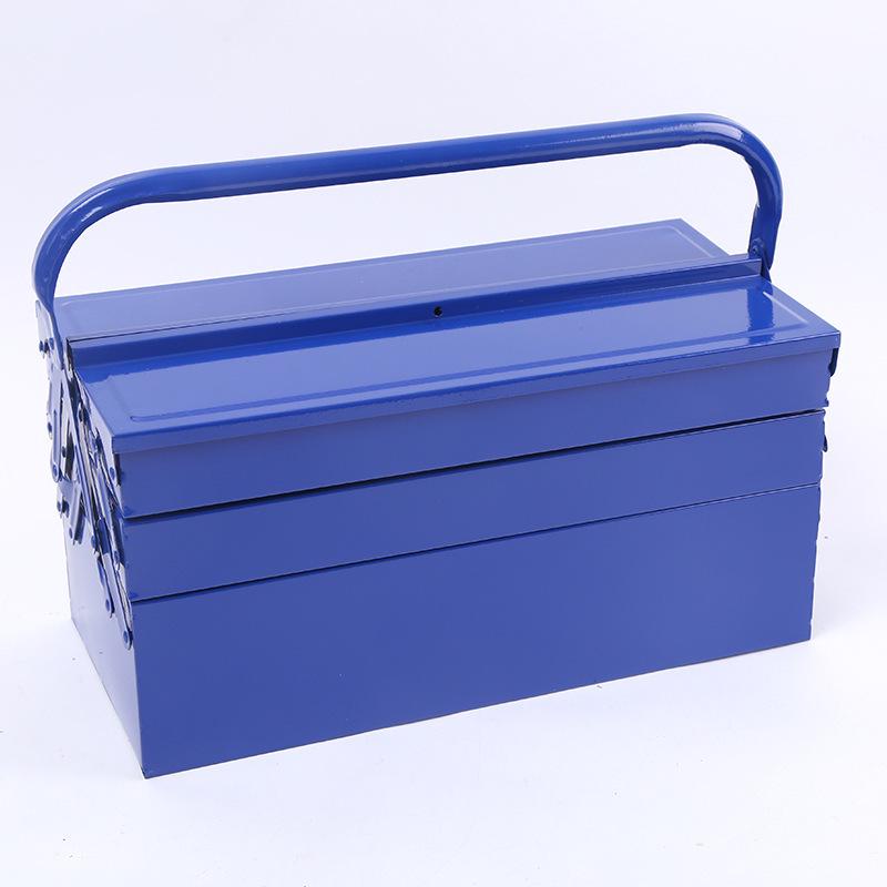 Thickened Double-Layer Metal Toolbox with Three-Layer Folding Design