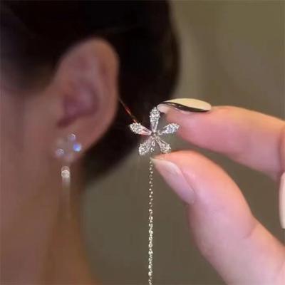 Micro-inlaid Diamond Earrings New Korean Style Long Temperament Earrings