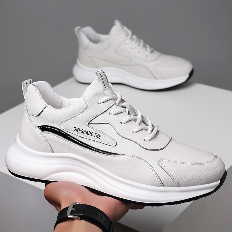 Shoes men's shoes autumn and winter new leather sports shoes fashionable versatile thick soles heightening leisure travel tide shoes dad shoes