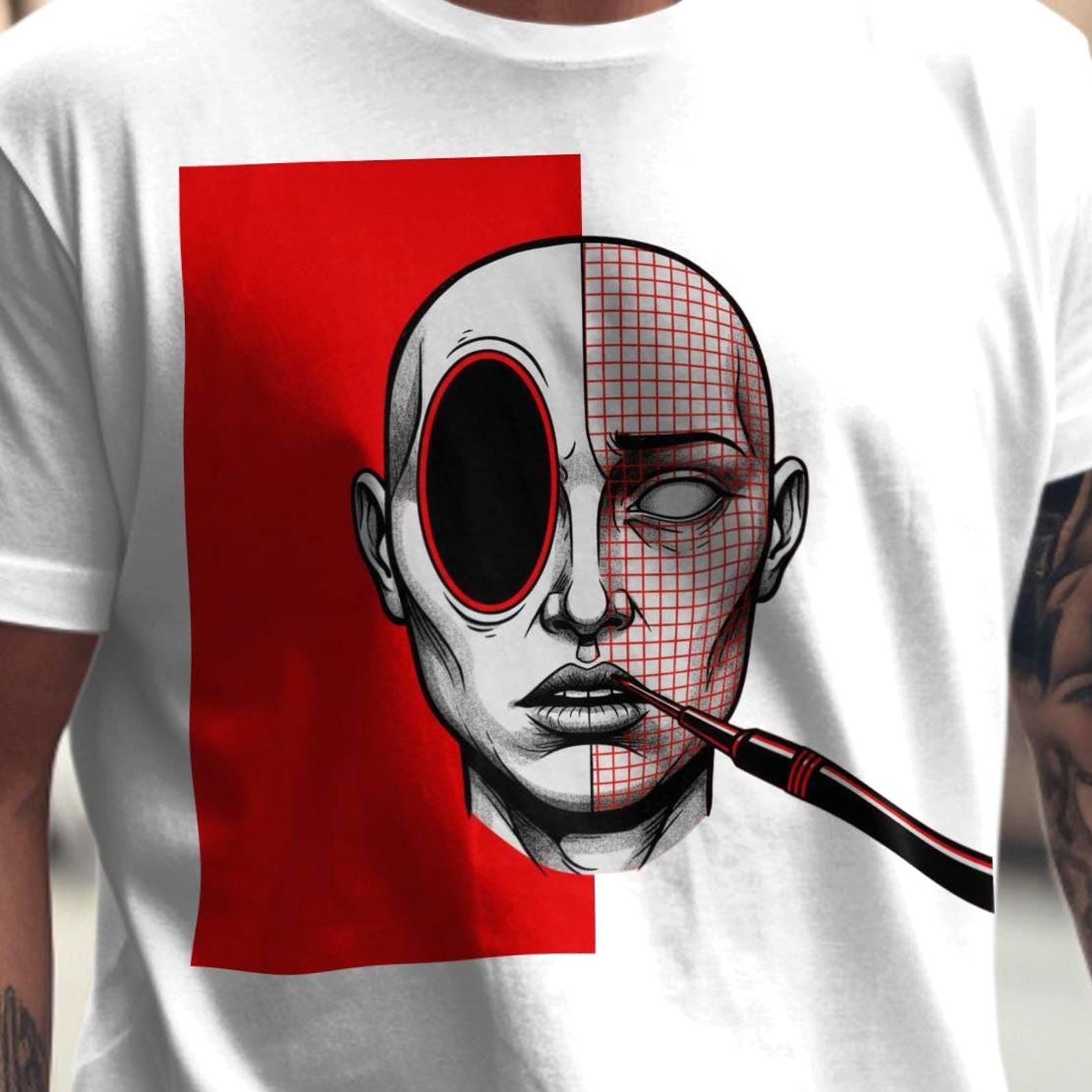 Glitch Face Surreal T-Shirt | Abstract Human Head Art Tee | Cyberpunk Distortion Graphic Shirt | Modern Weirdcore XS to 5XL 4XL