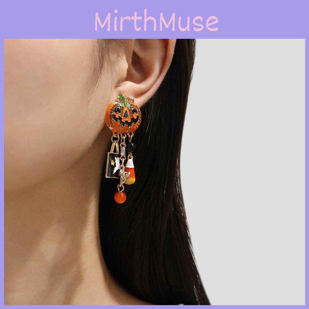 Pumpkin Halloween Stunning Ghost Earrings With Elegant Tassels And Sparkling Zircon For Women