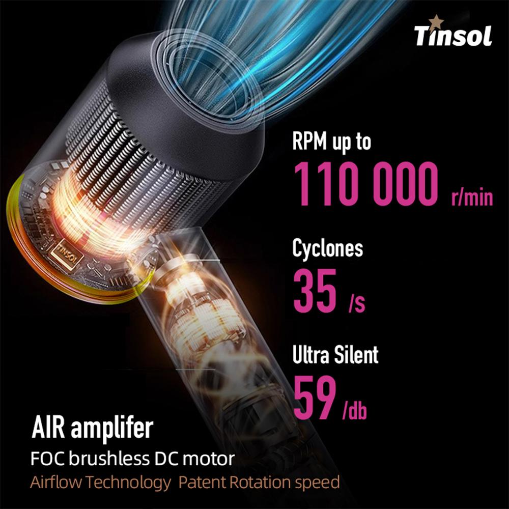 Tinsol Professional Super Hair Dryer Personal Hair Care Styling Negative Ion Tool Salon Constant Electric Leafless Hair Dryers