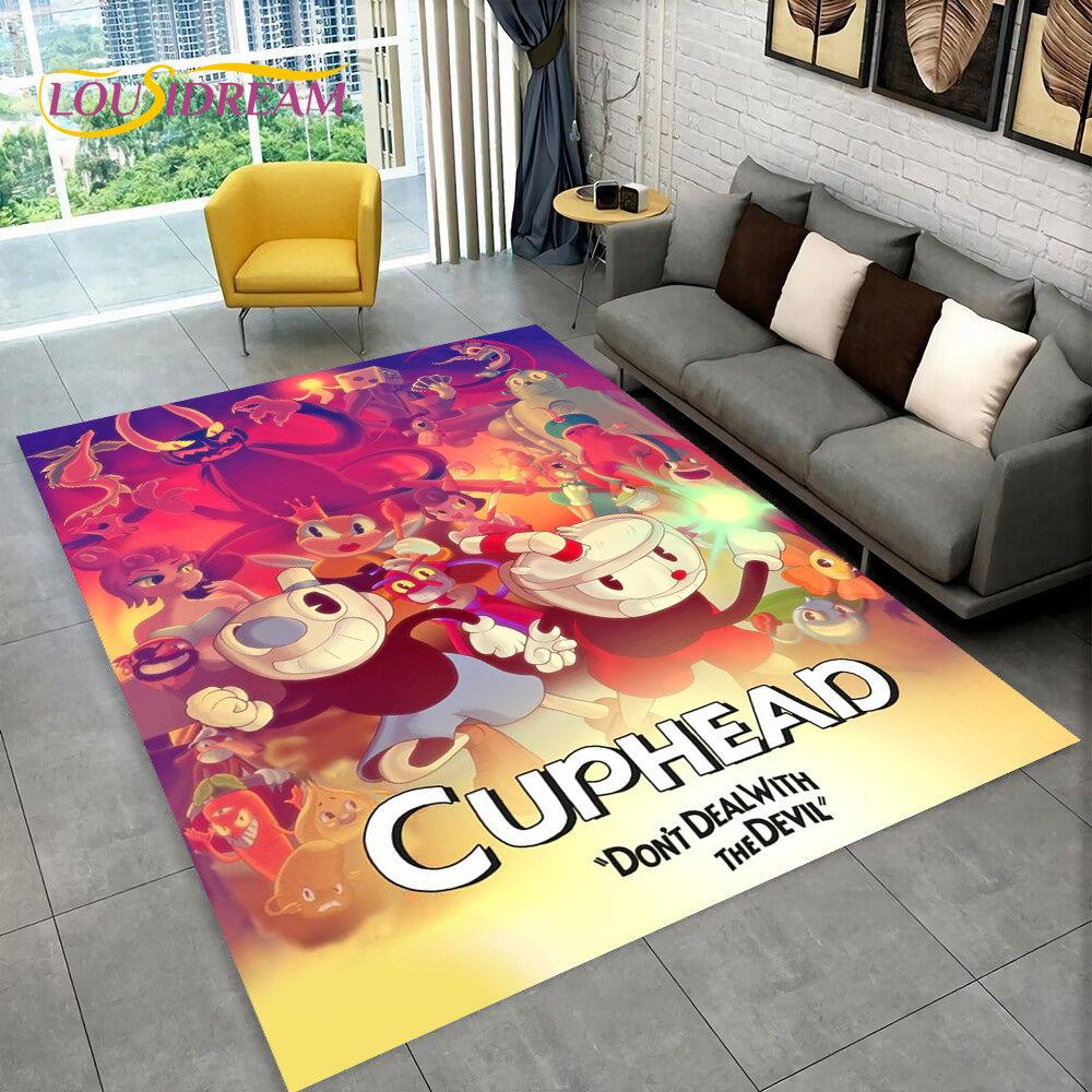 Juego, Cuphead y Mugman, alfombra para área de jugador, alfombra para sala de estar, dormitorio, decoración de felpudo para sofá, alfombra antideslizante para juegos de niños