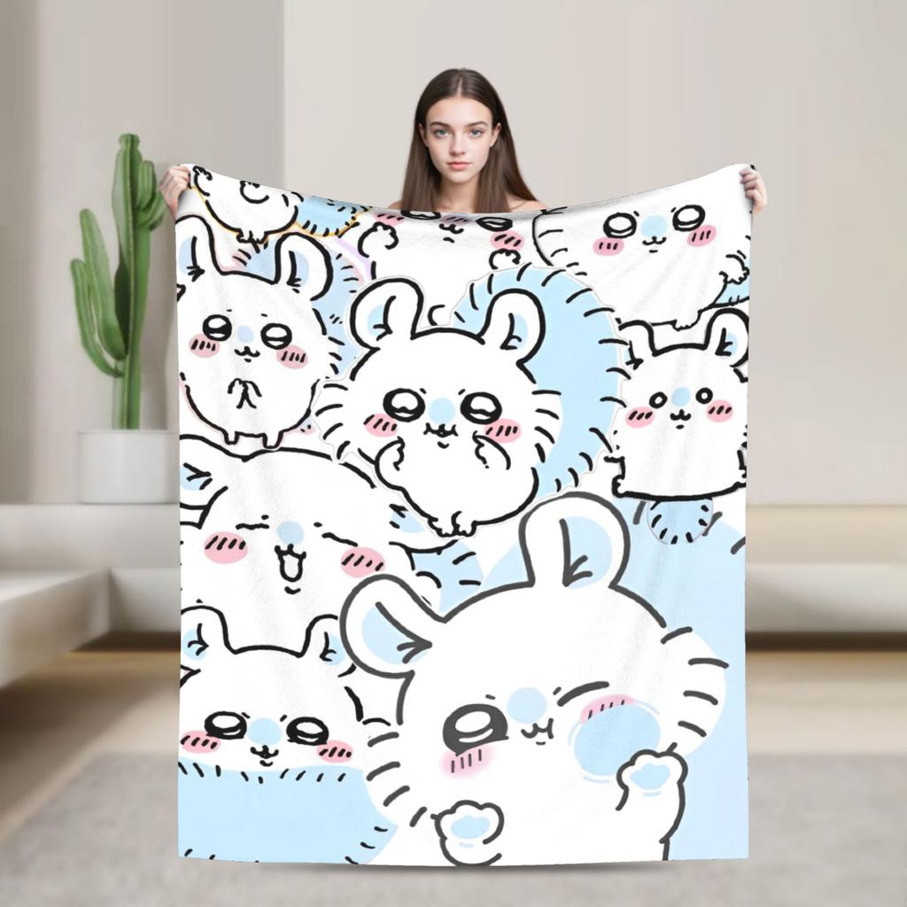 Cute Momonga C-Chiikawa Cartoon  Blankets Flannel Print  Multi-function Ultra-Soft Throw Blanket for Home Bedroom Rug Piece