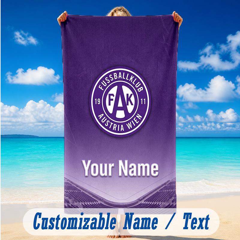 Toalha de Praia Nome Personalizado Texto, Toalha Grande de Secagem Rápida Para Praia Casa Áustria Wien FC