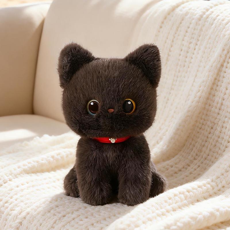 2025Cm Squatting Cat Doll Plush Toy Small Kitten Plushie Black White 3-Color Siamese Cat Appeasing Present