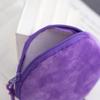 Solid Color ID Card Bag Round Shape Keychain Wallet Soft Coin Purse  Travel
