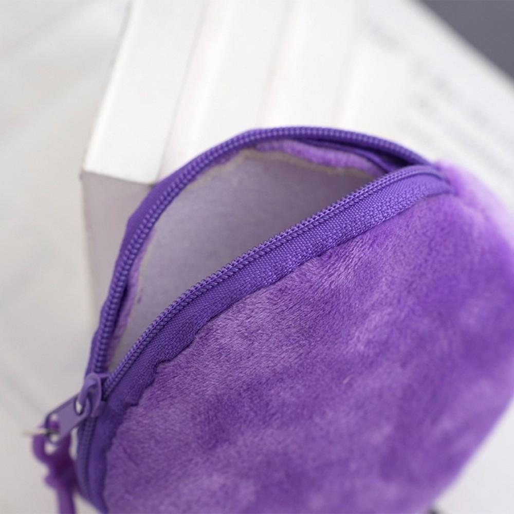 Solid Color ID Card Bag Round Shape Keychain Wallet Soft Coin Purse  Travel