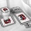 Valentine's Day Shower Curtain, Rose High Heels Lipstick Perfume Bottle Black and White Striped Romantic Bath Mat Bathroom Decor