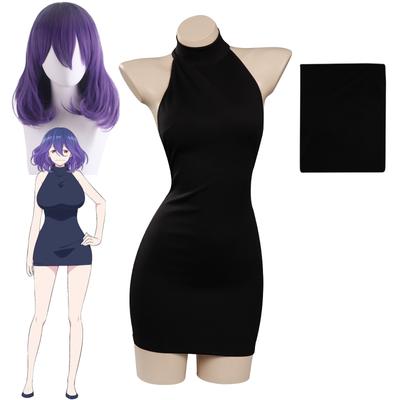 Νέο Anime Vermeil In Gold Cosplay Vermeil Περούκα Φόρεμα Γυναίκες Κορίτσια Μαύρο Σέξι Χαλινάρι Λαιμός Ανοιχτή Πλάτη Πουλόβερ Αμάνικο Bodycon