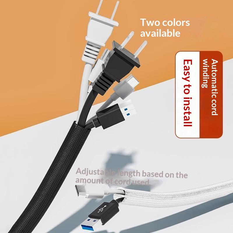 2M Braided Cable Sleeve Pet Nylon Wrapping Cable Casing Cable Sleeves Wire For Desk Pc Tv Wire Protector Cable Wrap Cover