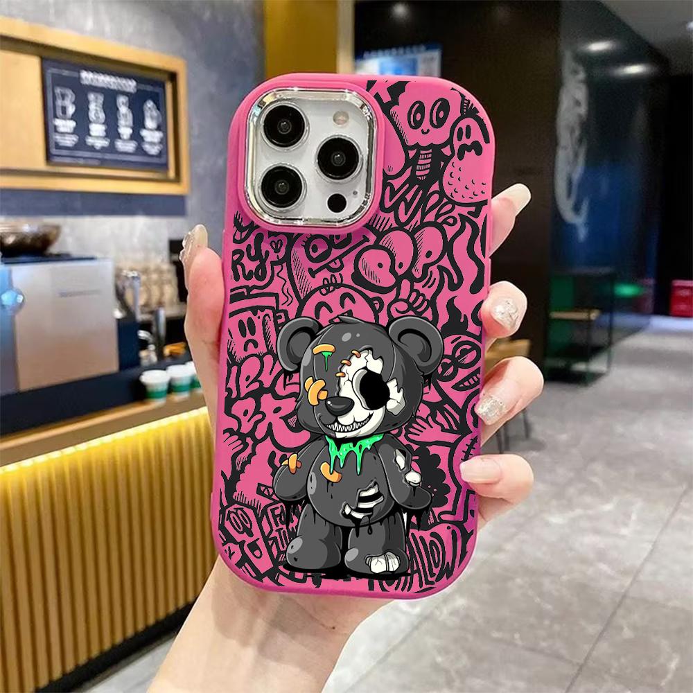 Phone Case: 2D Flat Design Suitable for iPhone 18 17 16 15 14 13 Pro Protective Case, Couple Style, Broken Black Doll, Christmas and Halloween Gift