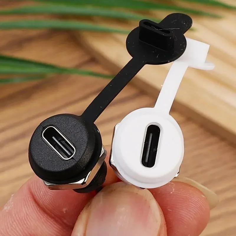 2-Pin Type-C Female Socket Connector Jack Female Charging Port with Snap Type-C Waterproof Female Dock Charger 1/5/10PCS
