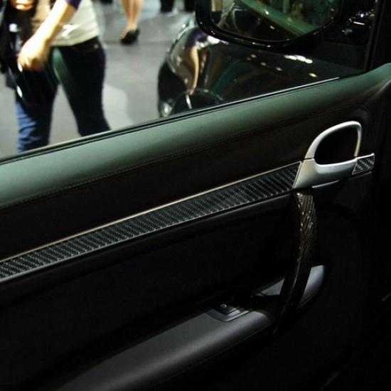 4Pcs For Porsche Cayenne Sport Carbon Fiber Interior Front Door Panel Cover Trim