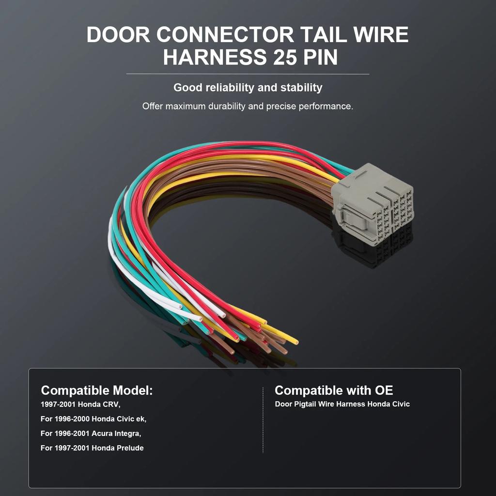 Front Driver/Passenger Side Door Connector Pigtail Wire Harness For 96-00 Civic 97-01 C-RV 96-01 Acura Integra 97-01 Prelude