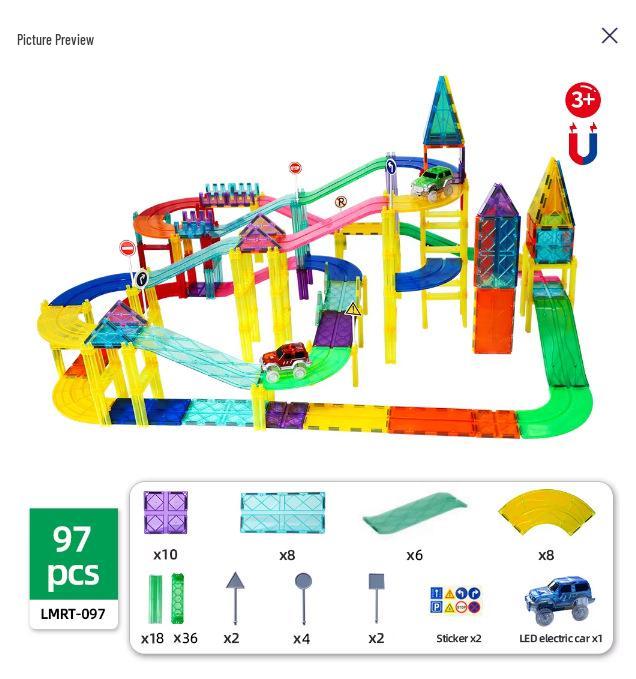 Magnetic Track Car Set: Children s Educational and Developmental Toy Tiles Standard