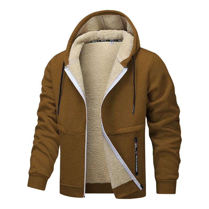 Herren Winter Reißverschlussjacke Fleece Warm Kapuzenpullover Schwergewichtige Strickjacke Lässig Sport Langarm Sweatshirts Winddichte Kapuzenmantel